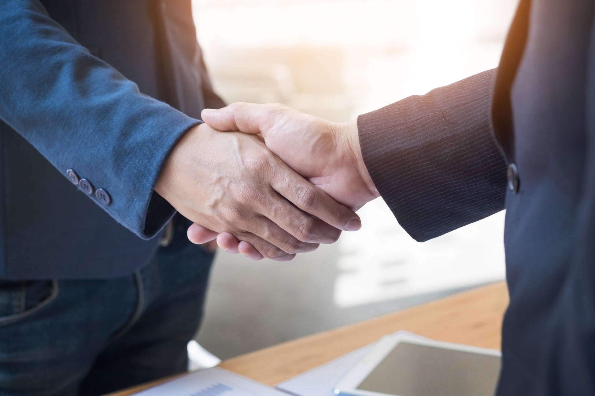 two men handshake
